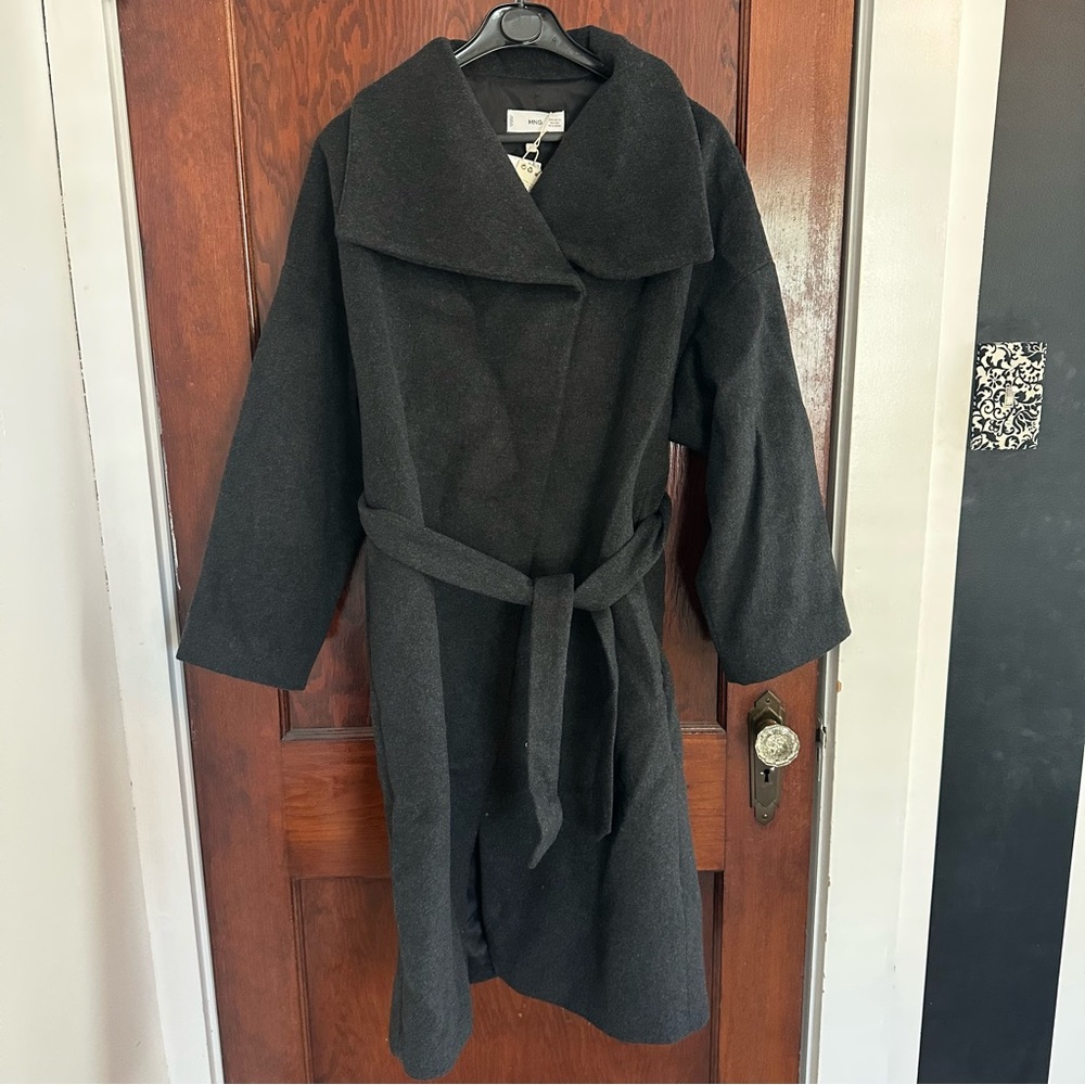 Mango Wool Grey Oversized Coat